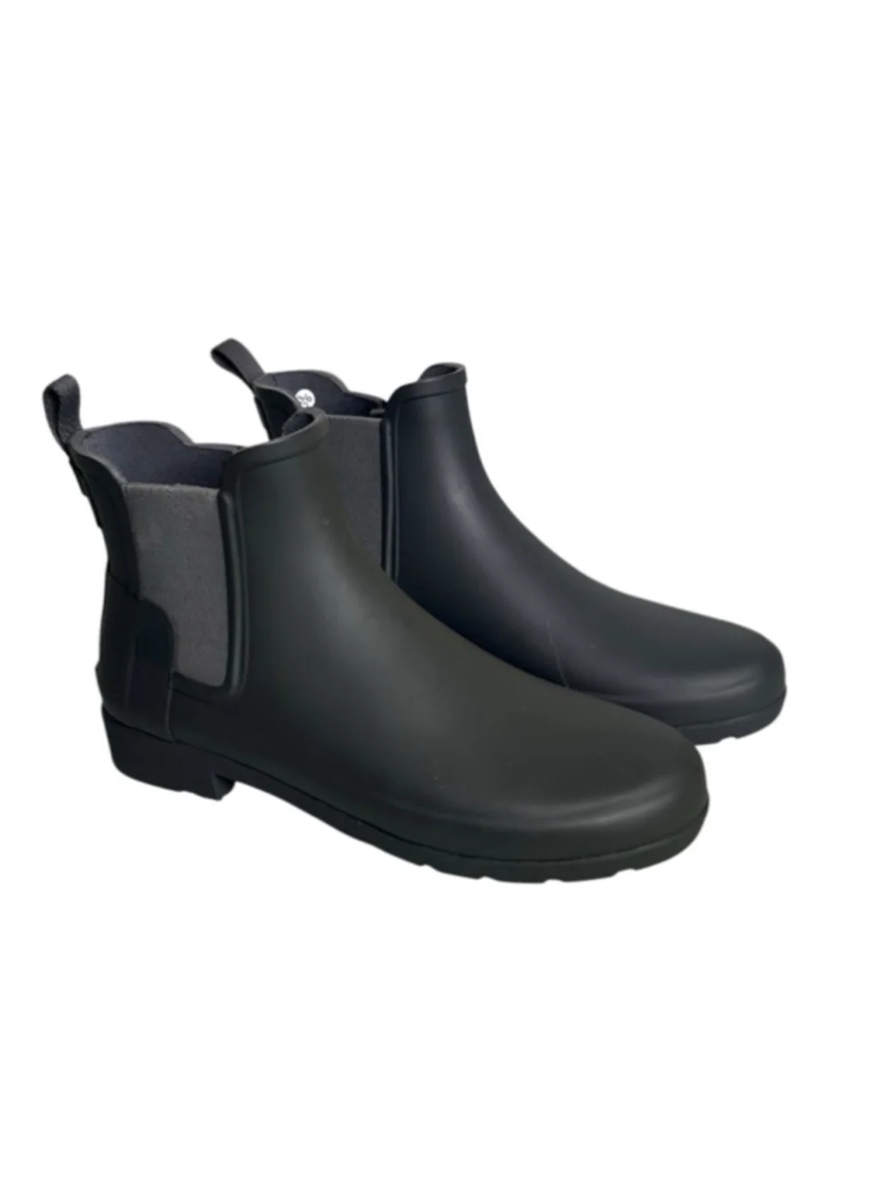 Hunter Black Gray Refined Slim Waterproof Chelsea Rain Boots Women's Size 8